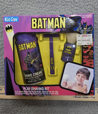 Kid Care Batman Play Shaving Kit Shave Cream, Mock Shaver, Lather Brush (NIB) picture