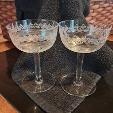 Antique Baccarat Sévigné Crystal Champagne Coupes / Cocktail Glasses - Pair of 2 picture