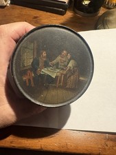 c. 1885 Vishnyakov Hand Painted Russian Paper Mache Lacquer Humidor Jar picture