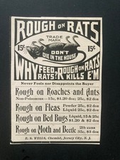 1899 RAT POISON  AD RODENTS  E S WELLS CHEMIST JERSEY CITY NJ AD MORBID picture