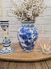 Porcelain Floral Blue & White Vintage 8” x 5.75” Flawless Used picture