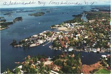 Alexandria Bay NY 1000 Islands Aerial View St. Lawrence River Chrome Postcard picture