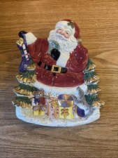 Vintage 1996 Omnibus by Fitz & Floyd Santa Claus Christmas Tree Tray Plate picture