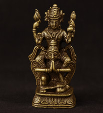 Lord Vishnu on Garuda Mini Amulet – Thai Brass Talisman for Protection & Luck picture