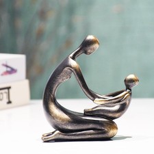 Handmade Abstract Mother and Child Resin Sculpture - Modern Minimalist Home &... picture
