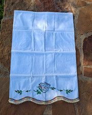 Vintage Hand-Embroidered Kitten & Floral Pillowcases - Set of 2 picture