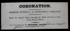 1821 GEORGE IV CORONATION HAND BILL, NOTICE for APPROACH of CARRIAGES LONDON TC1 picture