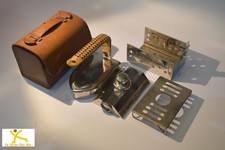 Antique Spirit Travel Iron Stove Set w/ Original Leather Case picture