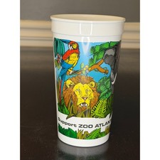 Vintage 1986 Zoo Atlanta Plastic Souvenir Cup Animals Lion Tiger Elephant 80s picture