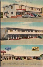1951 SEATTLE, Washington Postcard CITY CENTER MOTEL Highway 99 Linen / Unused picture