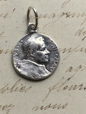 Pope Pius X / St Peter Medal  - Sterling Silver Antique Replica picture