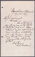 CADWALLADER C. WASHBURN - AUTOGRAPH LETTER SIGNED 08/20/1877 picture