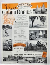 1936 Grand Rapids Michigan MI Trout Fishing Boating Original Print Ad 30's picture