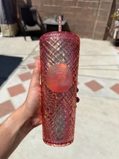 Starbucks Winter Hol. Jeweled Tumbler Cold Cup Iridescent Pink 24 Oz Lid & Straw picture