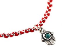 KABBALAH RED STRING 925 STERLING SILVER BRACELET WITH HAMSA PENDANT & Gemstone picture