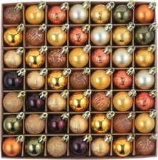 DecorbyHannah 49ct Mini Fall Ornaments Set Christmas Tree Decoration Gold picture