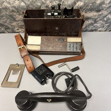 ERICSSON Military Vintage Field Bakelite Crank Phone Sweden Army Radio A-25 picture