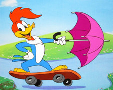 WOODY WOODPECKER skateboard umbrella WALTER LANTZ 1990s ORIGINAL PUBLICITY CEL picture
