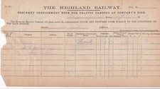 THE HIGHLAND RAILWAY 1914 Muir of Ord Stn Trunk Paid Consignment Note-TEAR 44907 picture