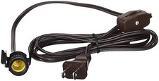 Clip-In Lamp Cord for Salt Lamps, Village Houses - 6 Foot Brown, Switch, Socket picture