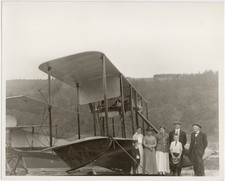 Early Curtiss-Type Flying Boat Photo 1910s Seaplane Pusher Biplane Aviation 10x8 picture