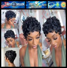VRZ Pixie Cut Wigs for Black Women Brazilian Curly Pixie Cut Wig Human Hair Glue picture