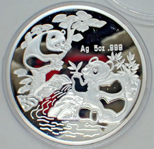 Chinese Silver coated Souvenir Coin Two Pandas tree 1994 year #3 picture