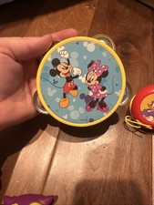 DISNEY Vintage Tambourine Mickey Minnie Preschool Musical Daisy Clapper Toy picture