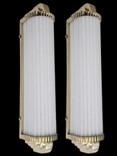 1 PC VINTAGE ART DECO CHROME BRASS MILKY GLASS ROD WALL SCONCE LIGHT NAUTICAL #A picture