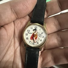 VTG 1972 Fred Flinstone Swiss Yabba Dabba Doo Watch Wind Up 29mm -Broken Crown picture