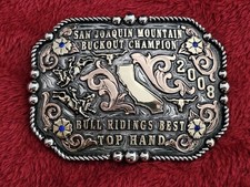 California Rodeo X~Treme☆2008☆Bullriding Champion☆TROPHY BUCKLE☆San Joaquin☆W89 picture