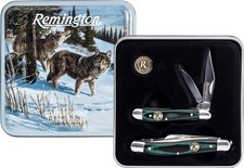 New Remington Timber Wolves Gift Set Pocket Knife Stainless Steel Blades Micarta picture