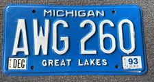 RARE 1993 MICHIGAN BLUE BASE LICENSE PLATE ORIGINAL FORD DODGE CHEVY NISSAN ETC  picture