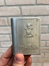 Vintage 1930s Monte Carlo Ciagrettes Embossed Aluminum Shell Case Pack Holder picture