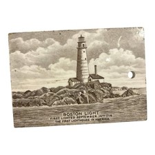 Antique Wedgwood Calendar Advertising Tile - 1918 Boston Light picture