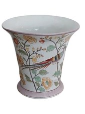 Vintage Chelsea Bird Cachepot Hand Painted Chinoiserie Pheasant Planter 8