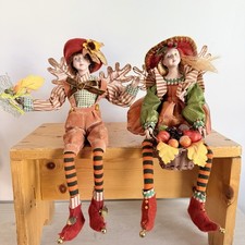 Winward Holidays Fall Harvest Fairy Pixie Shelf Sitter Dolls Set of 2 Autumn picture