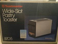 Toastmaster Chrome Black Textured Toaster B705 WIDE SLOT USA Vintage  picture