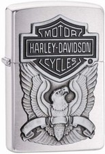 Zippo Harley-Davidson Eagle Emblem Brushed Chrome 200HD.H284 picture