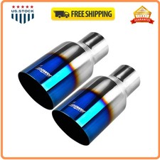 Upower 2.5 Inch Inlet 4 Inch Outlet 9 Inch Exhaust Tip Weld On Slant Cut 2PCS picture