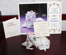 Vintage Porcelain Unicorn Sculpture Love's Sweetness Princeton Galleries W/Paper picture