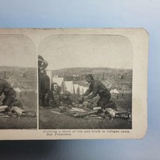 San Francisco CA America Stereoview C1906 Refugee Tent Village Stove Earthquake picture