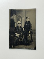 Antique Tintype 2 Women Victorian Portrait Fancy Hats 1/6 Plate picture