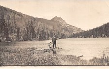 J66/ Breckenridge Colorado RPPC Postcard c1910 Boy Rifle Fly Fishing 68 picture