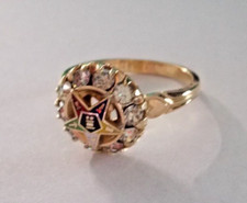 RARE-Order Eastern Star 10k gold fill HEART rhinestone RING 3,4,10,12 + picture