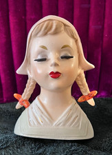 RARE VINTAGE INARCO E-780 DUTCH COSTUME LADY HEADVASE HEAD VASE BRAIDS GIRL picture