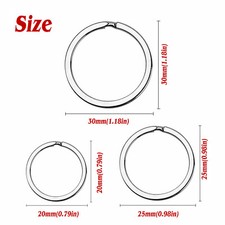 50pcs Round Key Ring 20/25/30mm Rustproof Split Ring Keychain Stainless Steel picture