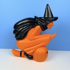 Vintage 1992 Union Products Witch on Broom Pumpkin Blow Mold Don Featherstone picture