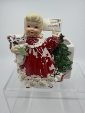 Vtg 1960 Samson Import Co Relpo Christmas Girl Planter #456L Japan MCM Kitsch picture