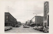 RPPC Minot North Dakota Main Street Downtown Photo Vtg Postcard J20 picture
